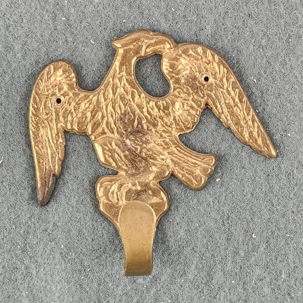 Vintage Solid Brass Eagle Wall Mount Coat Hat Hook Detailed Finish